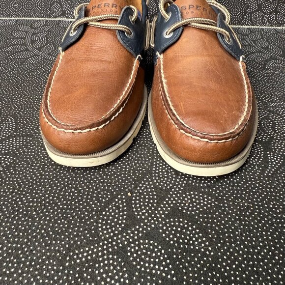 Sperry Top-Sider Mens Boat Shoes Brown & Navy Leather Size 10.5M - Picture 4 of 9